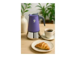 Cafetera Italiana Pezzetti SteelExpress 2 Tazas Acero Inoxidable Azul Índigo Todos los Fuegos Inducción