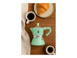 Cafetera Italiana Pezzetti Bellexpress 6 Tazas Aluminio Turquesa Todos los Fuegos Incluido Inducción