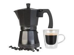 Cafetera italiana Wecook Luccia 12 tazas aluminio negro