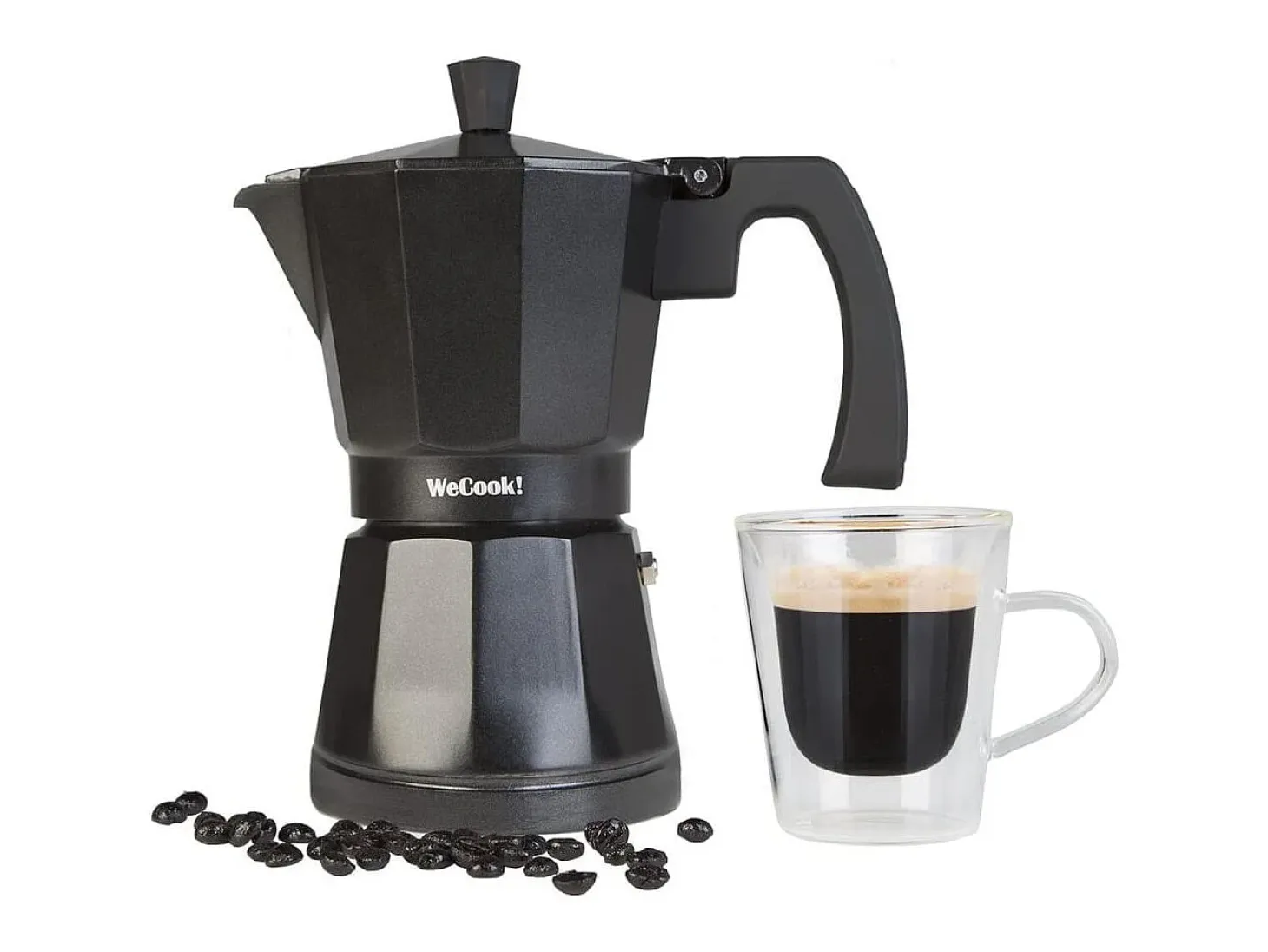 Cafetera italiana Wecook Luccia 12 tazas aluminio negro