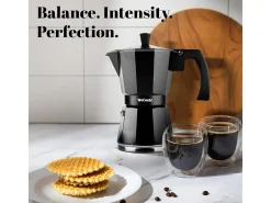 Cafetera italiana Wecook Luccia 12 tazas aluminio negro
