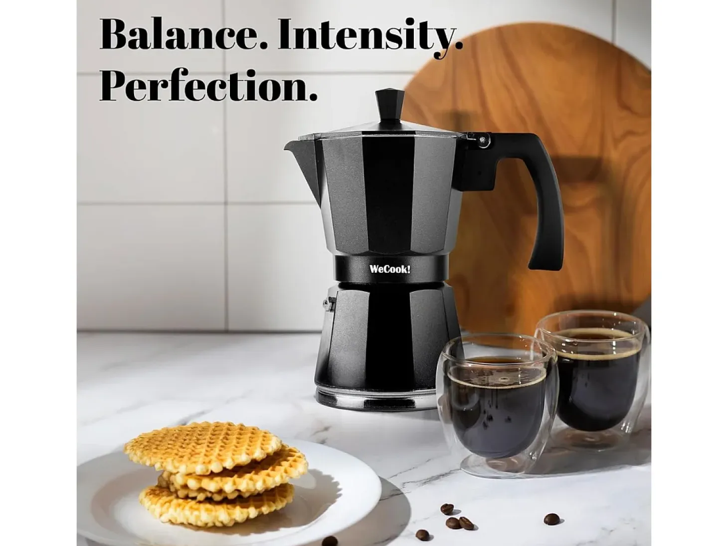 Cafetera italiana Wecook Luccia 12 tazas aluminio negro