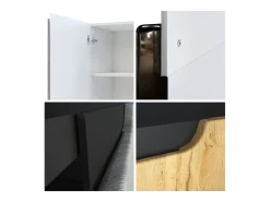 Cajonera Logan, Cómoda con 2 Puertas, blanco mate/hormigón oxidado (82 x 78 x 37 cm)