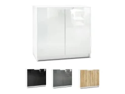 Cajonera Logan, Cómoda con 2 Puertas, blanco mate/hormigón oxidado (82 x 78 x 37 cm)