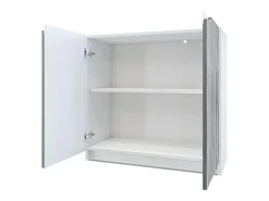 Cajonera Logan, Cómoda con 2 Puertas, blanco mate/roble natural (82 x 78 x 37 cm)