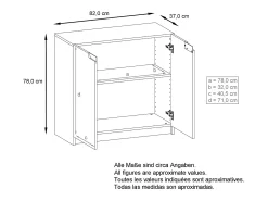 Cajonera Logan, Cómoda con 2 Puertas, blanco mate/blanco mate (82 x 78 x 37 cm)