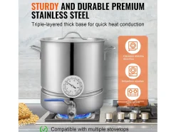 Caldera de Elaboración de Cerveza SucceBuy de Acero Inoxidable de 19L, Hervidor de Fondo Triple, Suministros de Elaboración de Cerveza Casera, Tapa, Termómetro