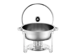 Calentadores de Comida SucceBuy Juego de Calientaplatos Buffet de 4.7 L, Juego de 4 Calientaplatos de Acero Inoxidable con Bandejas Grandes, Calentador Redondo