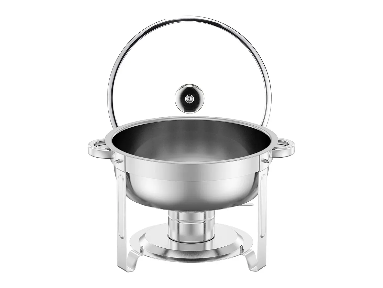 Calentadores de Comida SucceBuy Juego de Calientaplatos Buffet de 4.7 L, Juego de 4 Calientaplatos de Acero Inoxidable con Bandejas Grandes, Calentador Redondo