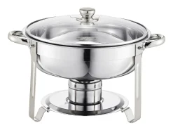 Calentadores de Comida SucceBuy Juego de Calientaplatos Buffet de 4.7 L, Juego de 4 Calientaplatos de Acero Inoxidable con Bandejas Grandes, Calentador Redondo