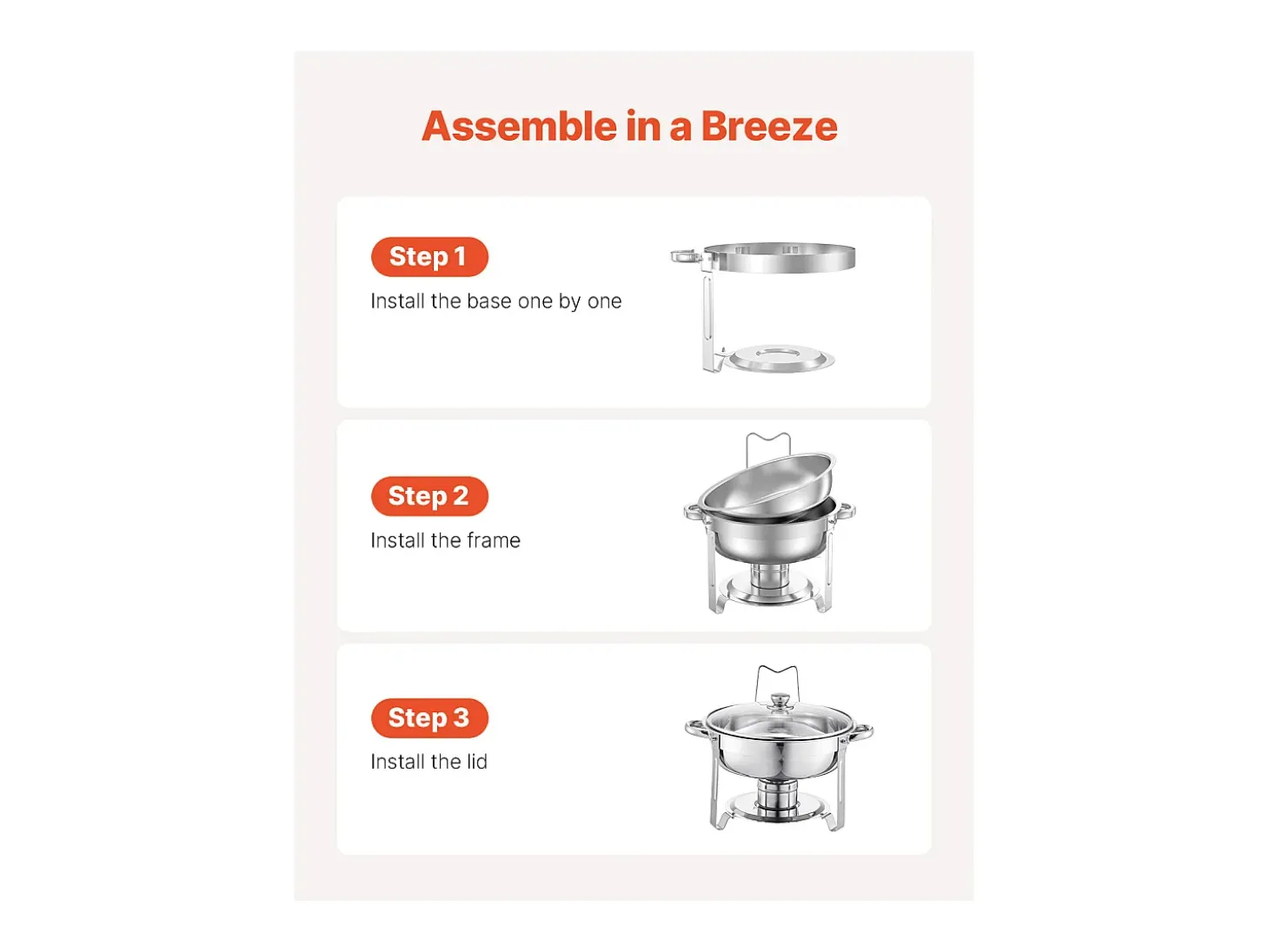 Calentadores de Comida SucceBuy Juego de Calientaplatos Buffet de 4.7 L, Juego de 4 Calientaplatos de Acero Inoxidable con Bandejas Grandes, Calentador Redondo