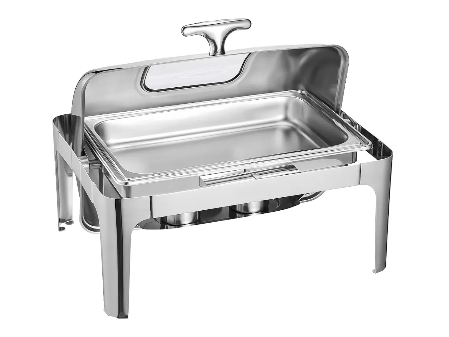Calentadores de Comida SucceBuy Juego de Calientaplatos Rectangular de Acero Inoxidable de 8.5 L con Tapa Enrollable y 2 Bandejas Medianas