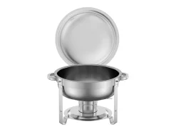 Calentadores de Comida SucceBuy Juego de 2 Calentadores de Bufé Redondos de 4.7 L, Plato de Acero Inoxidable con 2 Sartenes Grandes, Tapa y Pinzas
