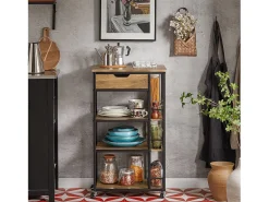 Camarera Carrito de Servir Multiusos con 1 Cajón 3 Estantes y Estantes Laterales 50 x 37 x 87 cm FKW99-N SoBuy ES