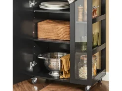 Carrito Auxiliar de Cocina con 3 Estantes 1 Puerta y 4 Ruedas Carrito de Servir Multiusos 60 x 40 x 90 cm Negro FKW75-SCH SoBuy ES