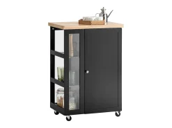 Carrito Auxiliar de Cocina con 3 Estantes 1 Puerta y 4 Ruedas Carrito de Servir Multiusos 60 x 40 x 90 cm Negro FKW75-SCH SoBuy ES