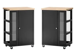 Carrito Auxiliar de Cocina con 3 Estantes 1 Puerta y 4 Ruedas Carrito de Servir Multiusos 60 x 40 x 90 cm Negro FKW75-SCH SoBuy ES