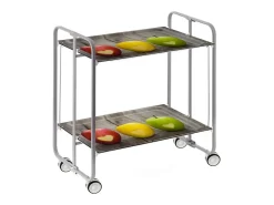 Carrito auxiliar plegable con ruedas - Estructura metálica gris, 2 estantes laminados Diseño Manzanas – 72*66*43 cm - BAUHAUS
