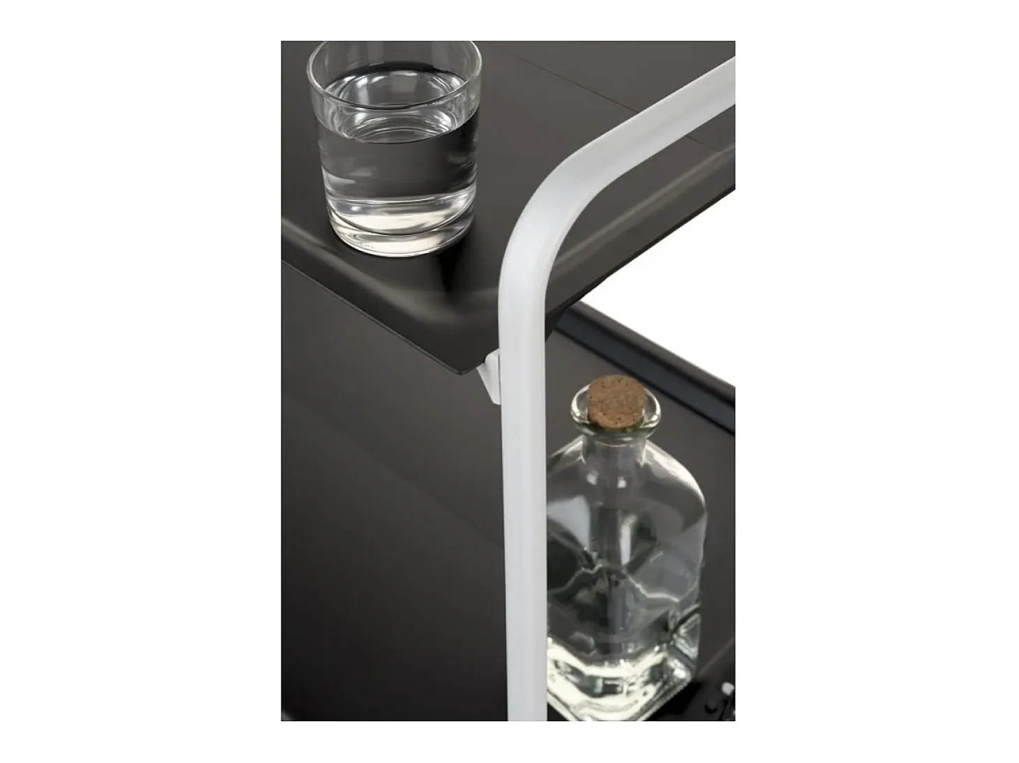 Carrito auxiliar plegable con ruedas - Estructura metálica blanca, 2 estantes negros laminados – 72*66*43 cm - BAUHAUS