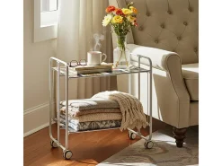 Carrito auxiliar plegable con ruedas - Estructura metálica gris, 2 estantes laminados decorado Vintage3 – 72*66*43 cm - BAUHAUS