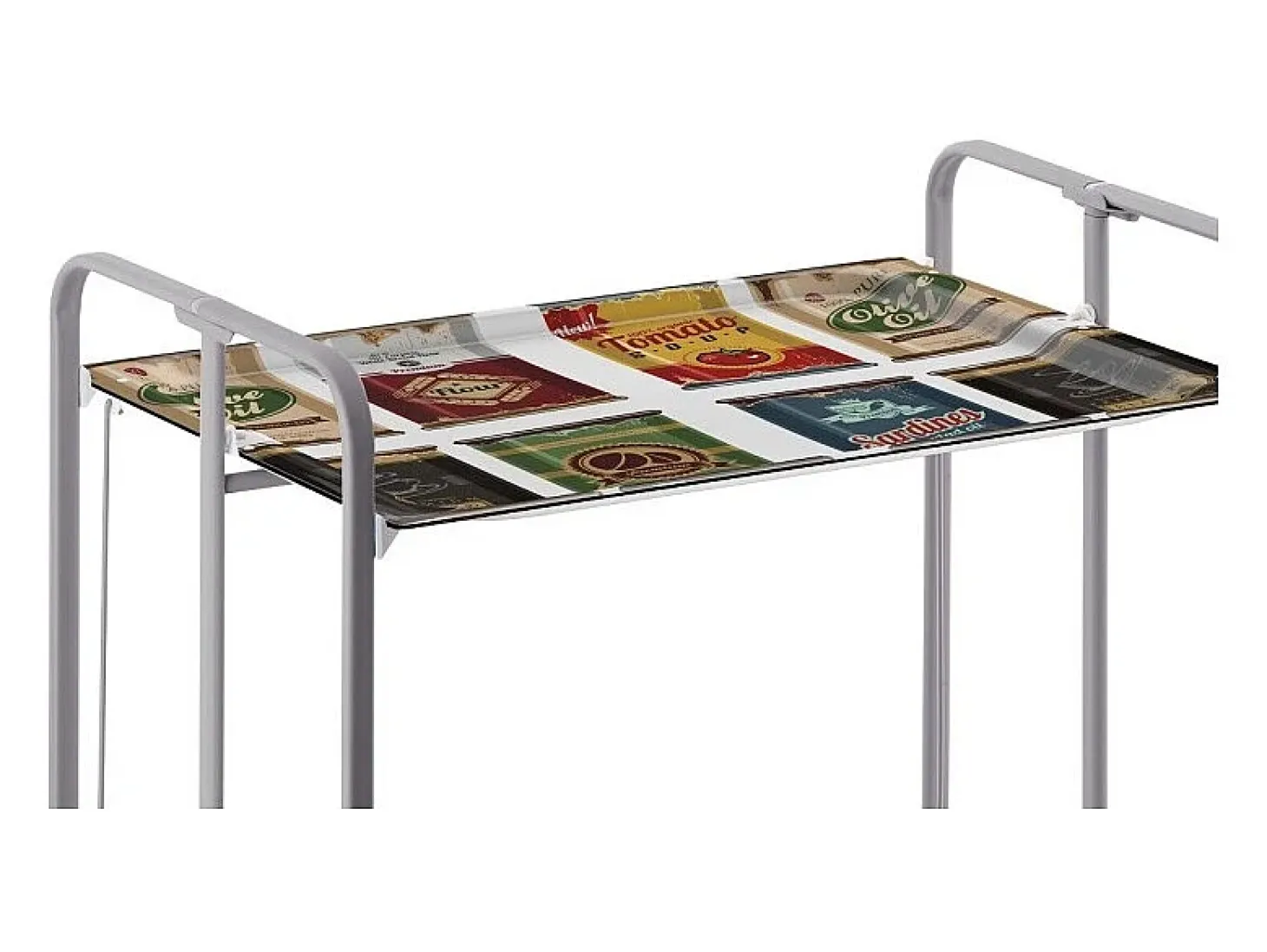 Carrito auxiliar plegable con ruedas - Estructura metálica gris, 2 estantes laminados decorado Vintage3 – 72*66*43 cm - BAUHAUS