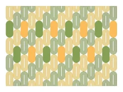 Carrito auxiliar plegable con ruedas - Estructura metálica blanca, 2 estantes laminados Decorado Óvalos naranjas y verdes – 72*66*43 cm - BAUHAUS
