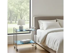 Carrito auxiliar plegable con ruedas - Estructura metálica gris, 2 estantes laminados Decorado Peces azules – 72*66*43 cm - BAUHAUS