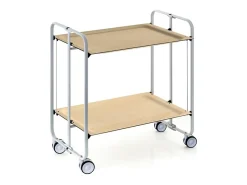 Carrito auxiliar plegable con ruedas - Estructura metálica gris, 2 estantes laminados color Haya – 72*66*43 cm - BAUHAUS