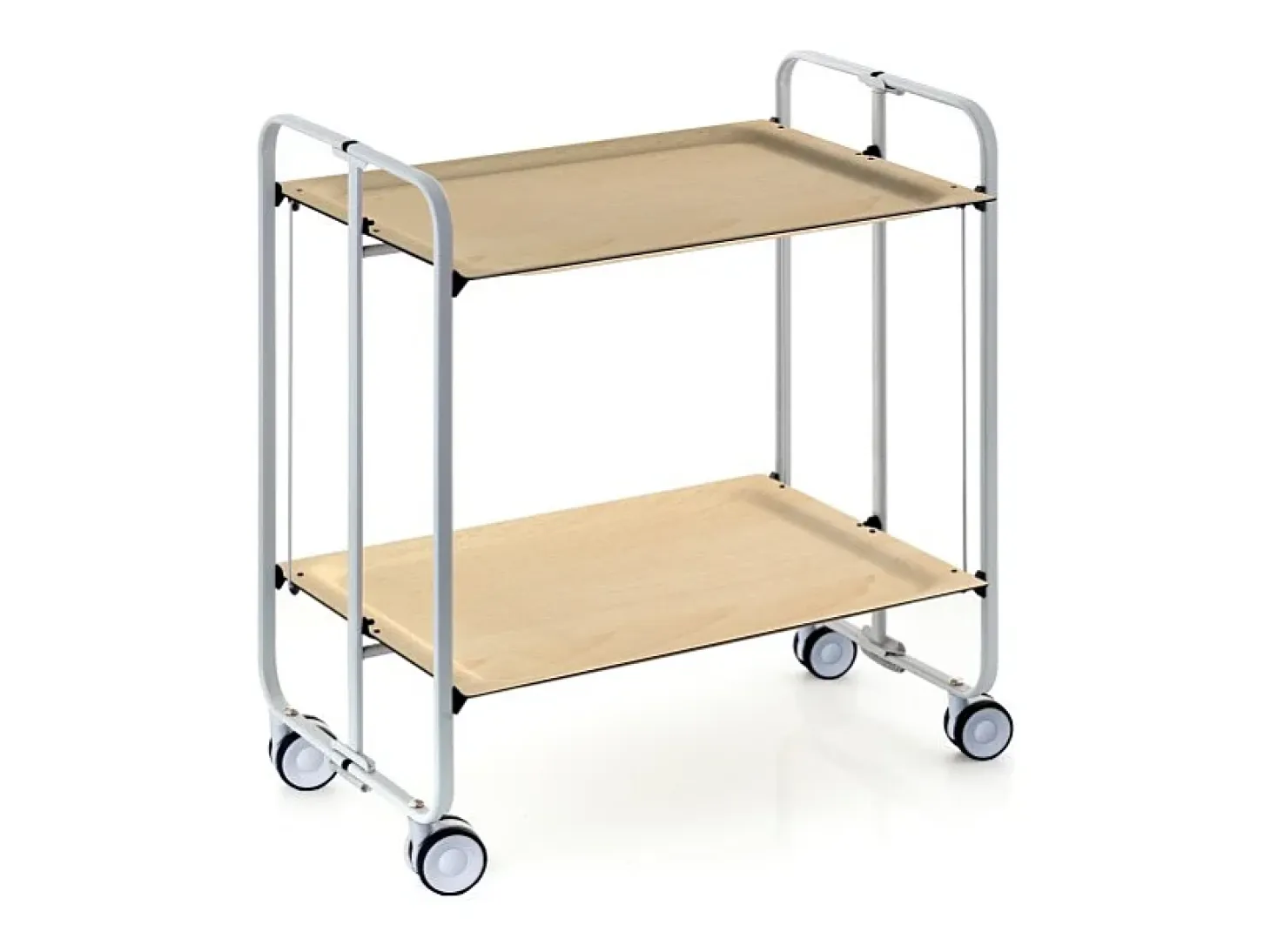 Carrito auxiliar plegable con ruedas - Estructura metálica gris, 2 estantes laminados color Haya – 72*66*43 cm - BAUHAUS