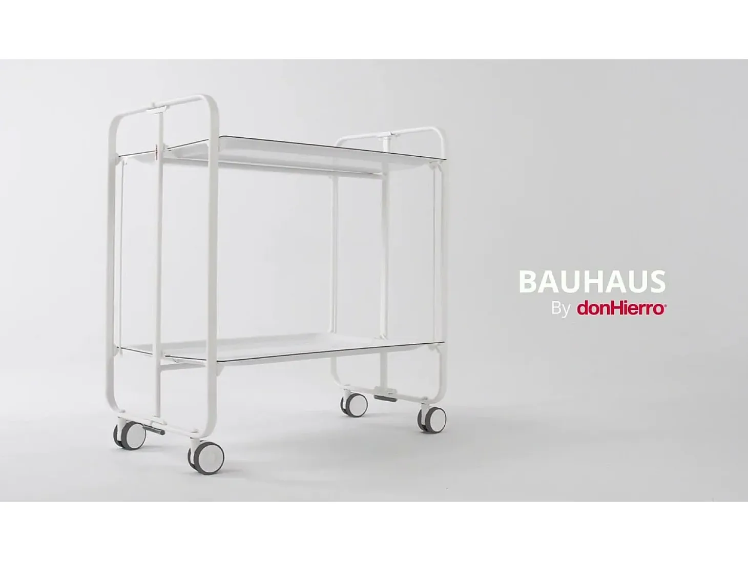 Carrito auxiliar plegable con ruedas - Estructura metálica blanca, 2 estantes laminados Decorado Óvalos turquesa y marrón – 72*66*43 cm - BAUHAUS