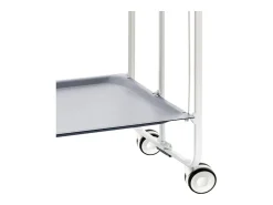 Carrito auxiliar plegable con ruedas - Estructura metálica blanca, 2 estantes gris laminados – 72*66*43 cm - BAUHAUS