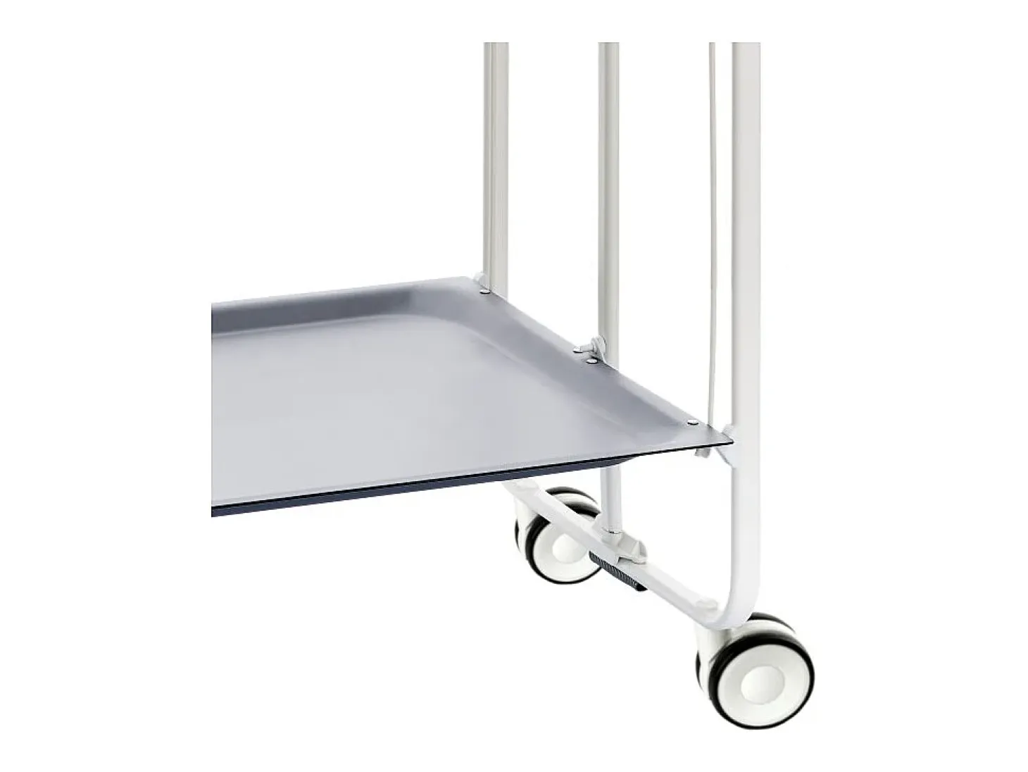 Carrito auxiliar plegable con ruedas - Estructura metálica blanca, 2 estantes gris laminados – 72*66*43 cm - BAUHAUS