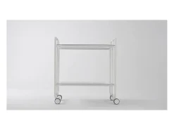 Carrito auxiliar plegable con ruedas - Estructura metálica blanca, 2 estantes blancos laminados – 72*66*43 cm - BAUHAUS