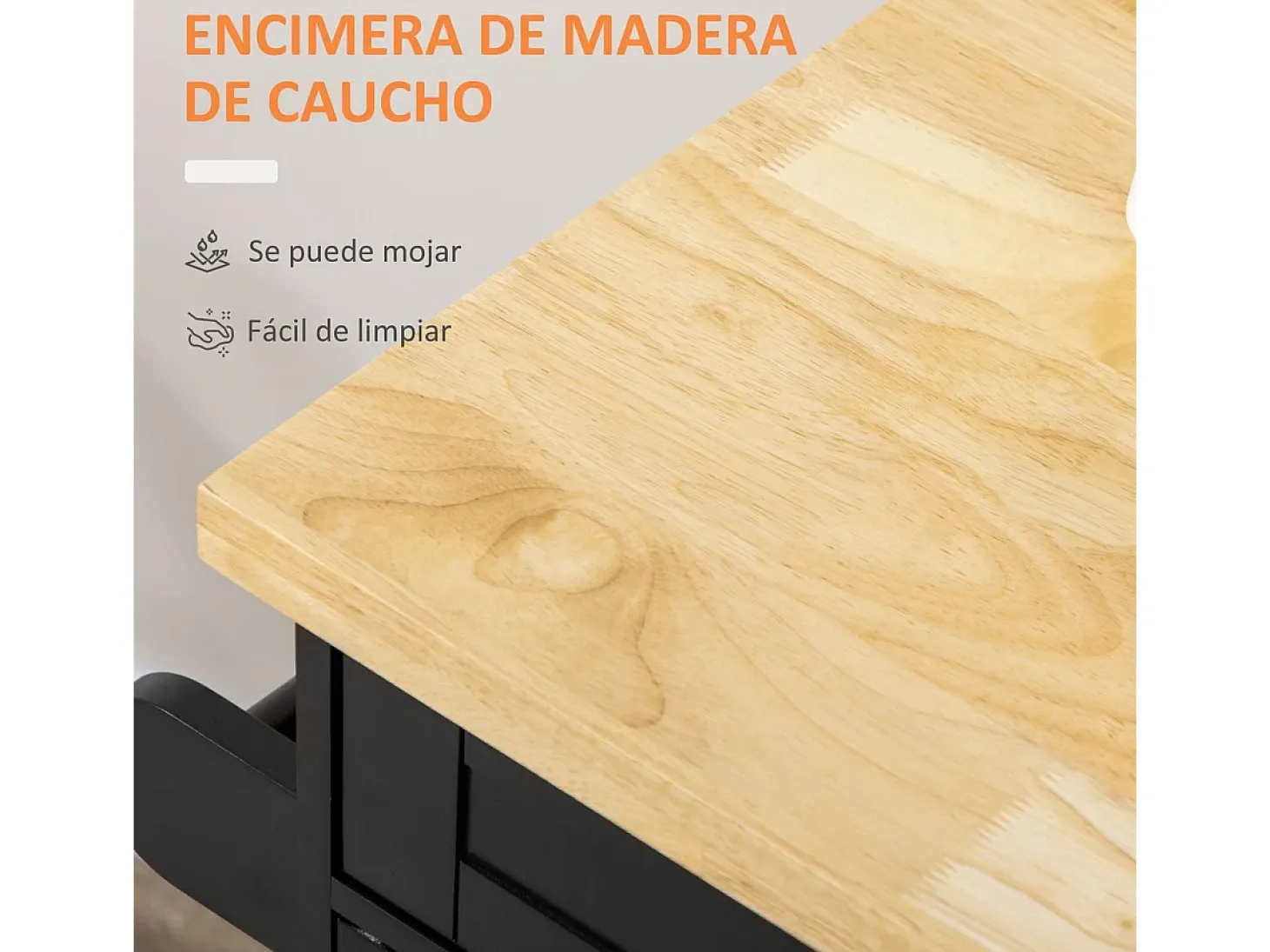Carrito auxiliar Tea Homcom con ruedas negro 89x109x40 cm
