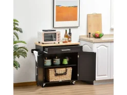 Carrito auxiliar Tea Homcom con ruedas negro 89x109x40 cm