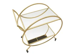 Carrito bar de salón en metal dorado con estantes de espejo Globe