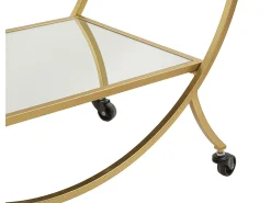 Carrito bar de salón en metal dorado con estantes de espejo Globe