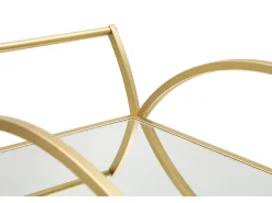 Carrito bar de salón en metal dorado con estantes de espejo Globe