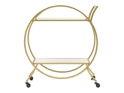 Carrito bar de salón en metal dorado con estantes de espejo Globe
