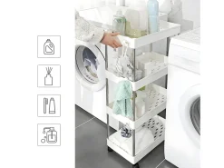 Carrito con ruedas de 4 niveles blanco - L40 x H86 cm