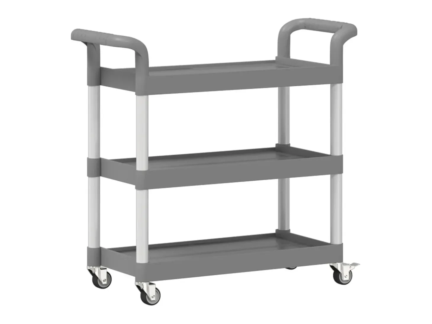 Carrito de 3 niveles aluminio gris 77x34x72 cm
