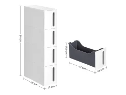 Carrito de almacenamiento 45x17x83 cm blanco y gris