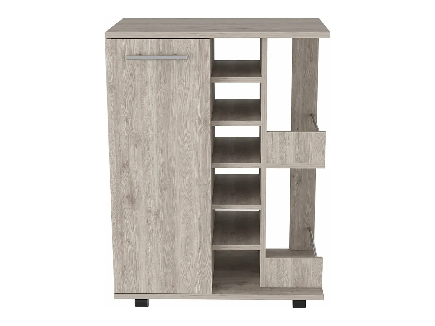 Carrito de Bar con botellero y ruedas , 82.09 cm X 59.99 cm X 37.49 cm , Ceniza