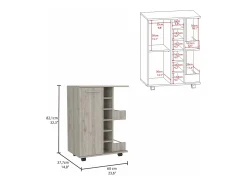 Carrito de Bar con botellero y ruedas , 82.09 cm X 59.99 cm X 37.49 cm , Ceniza