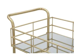 Carrito de bar rectangular dorado con estantes de vidrio espejado Glammy