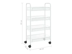 Carrito de cocina 4 niveles hierro blanco 46x26x85 cm