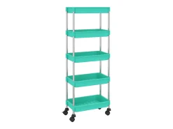 Carrito de cocina 5 niveles hierro y ABS turquesa 42x29x128 cm