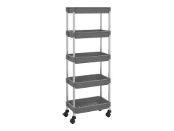 Carrito de cocina 5 niveles hierro y ABS gris 42x29x128 cm