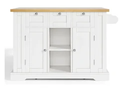 Carrito de cocina blanco - Isla de cocina con 2 puertas y 3 cajones - Especiero y 5 ruedas - para cocina y comedor