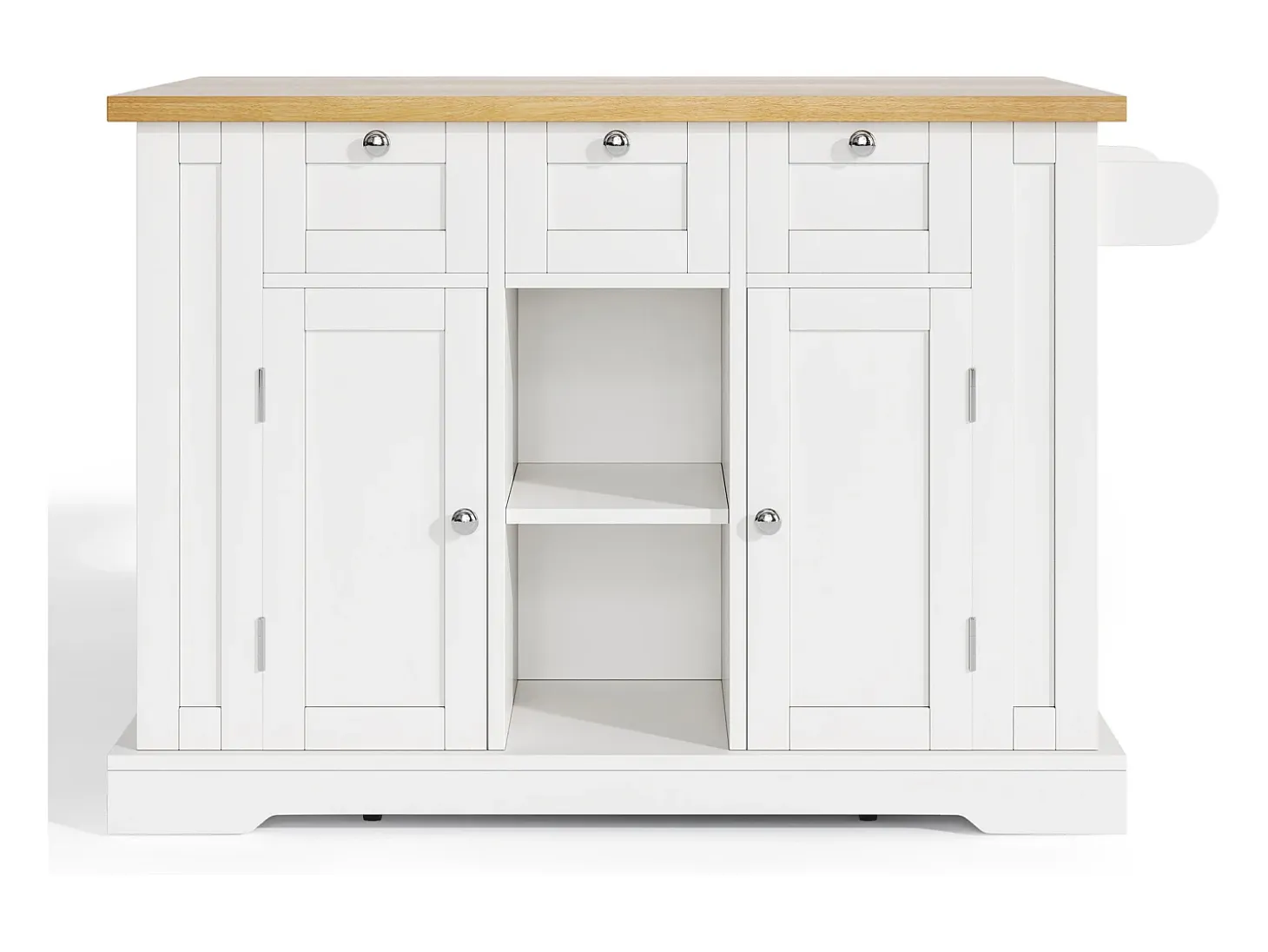 Carrito de cocina blanco - Isla de cocina con 2 puertas y 3 cajones - Especiero y 5 ruedas - para cocina y comedor